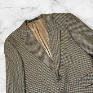 Polo University Club by Ralph Lauren Men Houndstooth Blazer 42R Silk Wool Blend
